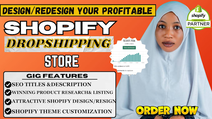 Gig Preview - Build shopify store design, shopify dropshipping store or shopify online website