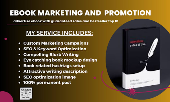 Gig Preview - Do ebook marketing, promotion  advertise ebook with guaranteed sales top 10