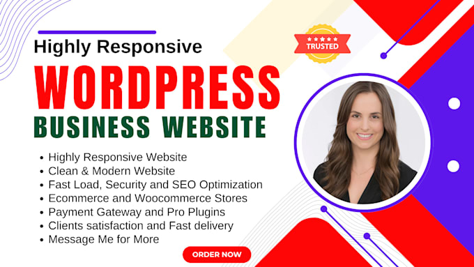 Gig Preview - Build revamp responsive wordpress business website design with SEO optimization