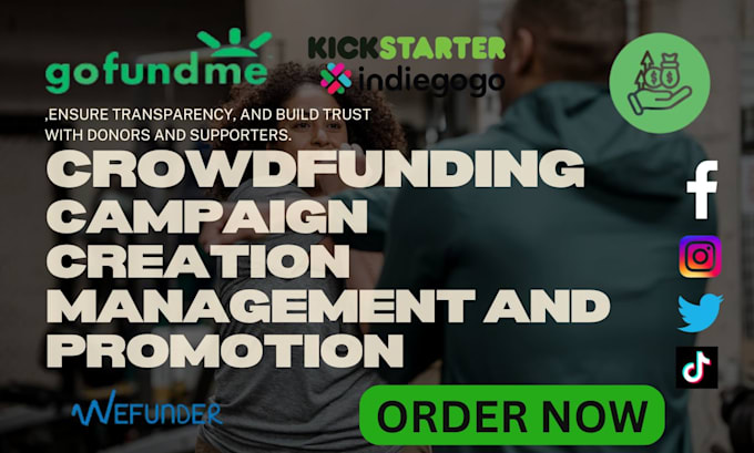 Gig Preview - Manage crowdfunding campaign creation promotion for gofundme charity fundraising