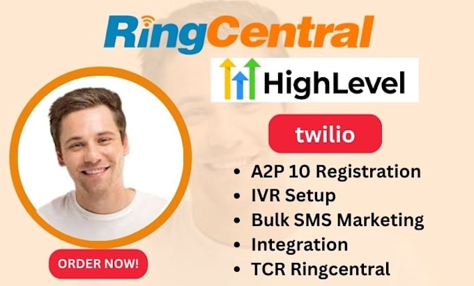 Gig Preview - Ghl a2p 10dlc registration on twilio gohighlevel ringcentral tcr IVR bulk SMS