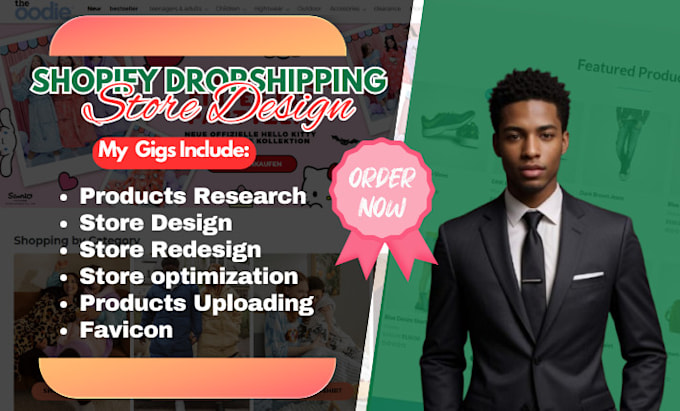 Gig Preview - Build shopify dropshipping store, design redesign shopify store, shopify website