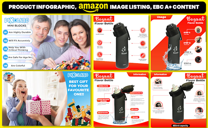 Gig Preview - Do product infographic, amazon image lisiting, ebc a plus content design