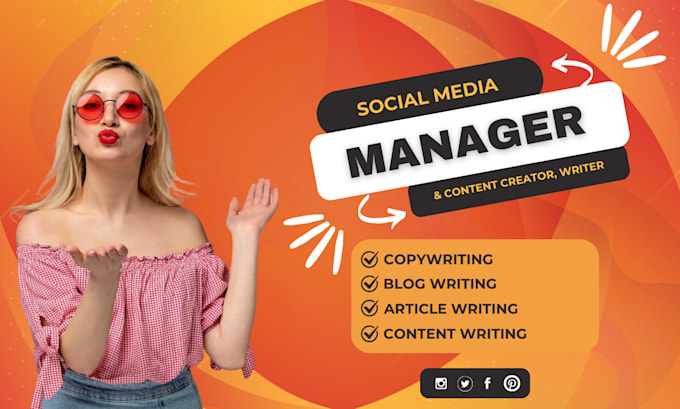 Gig Preview - Do social media manager content writing copywriting article writing blog writing