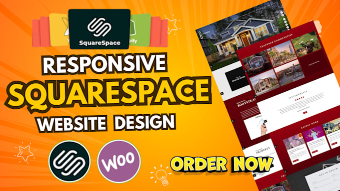 Gig Preview - Create modern responsive squarespace website design redesign custom sqaurespace