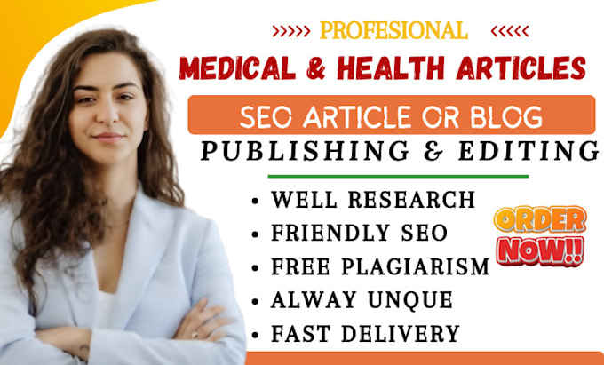 Gig Preview - Write health or medical articles as professional