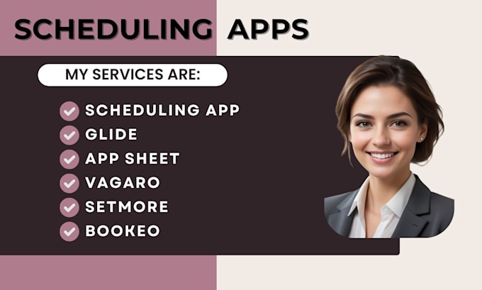 Gig Preview - Setup scheduling app for all niche using glide bookeo vagaro app sheet