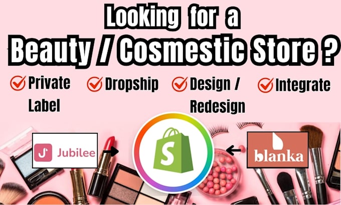 Gig Preview - Build shopify redesign etsy pod beauty store website development blanka jubilee