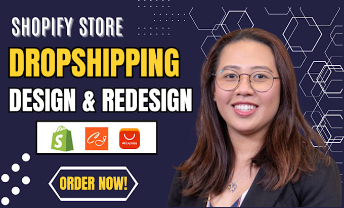 Gig Preview - Build shopify website design, redesign shopify, shopify dropshipping, store SEO