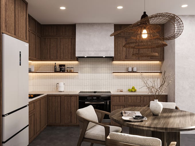 Gig Preview - Create 3d rendering for your kitchen interior design