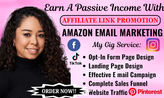 Gig Preview - Do web sites affiliate link promotion amazon email marketing, travel promotion