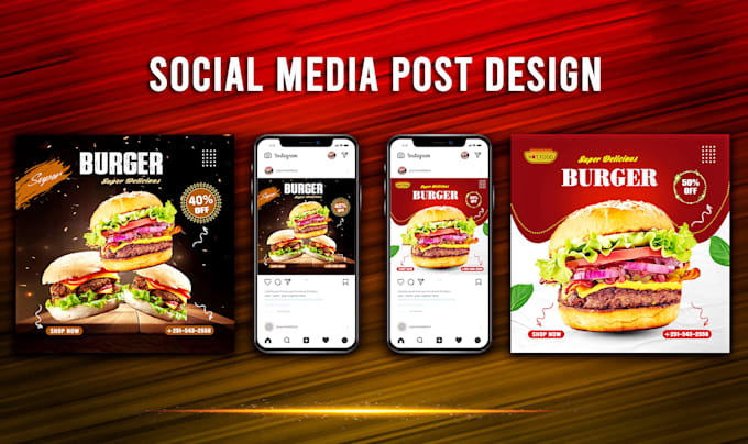 Gig Preview - Create social media post and  food web banner ads design