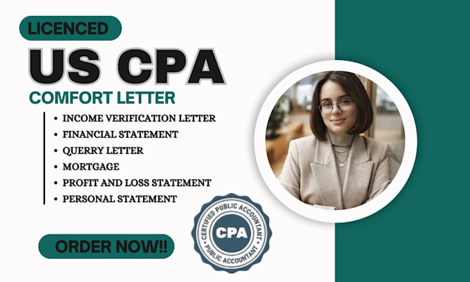 Gig Preview - Do attestation  or verification CPA comfort letter, CPA ownership