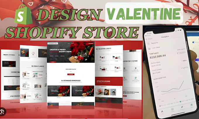 Gig Preview - Shopify suprise store design valentine shopify store valentine 3d shopify store