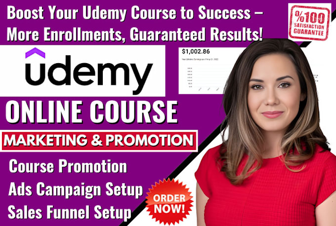 Gig Preview - Boost udemy course promotion, online course promotion, udemy course marketing