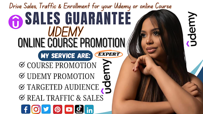 Gig Preview - Run sales guarantee udemy course promotion, online course promotion, thinkific