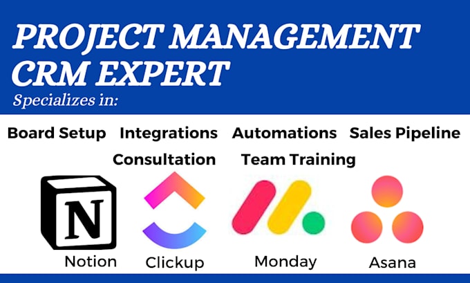 Gig Preview - Do project management on monday clickup asana trello, click up notion expert