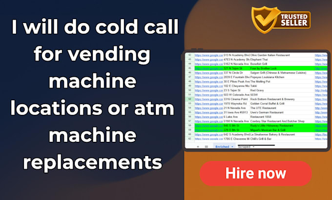 Bestseller - cold call for vending machine locations or atm machine replacements, coldcalling