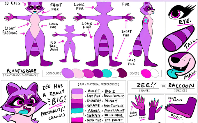 Gig Preview - Craft your furry reference sheet nsfw furry art fursona character design for you