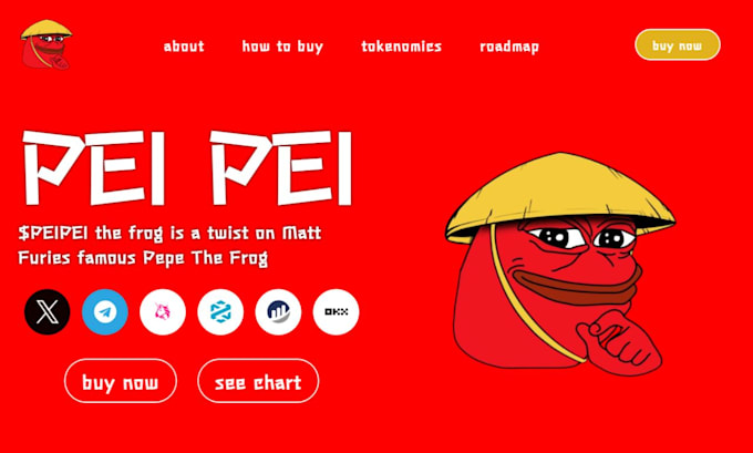 Gig Preview - Meme coin website pepe website meme coin landing page crypto meme coin website