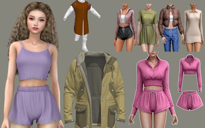 Gig Preview - Do 3d germent design second life 3d clothing dxf pattern making in clo 3d mockup