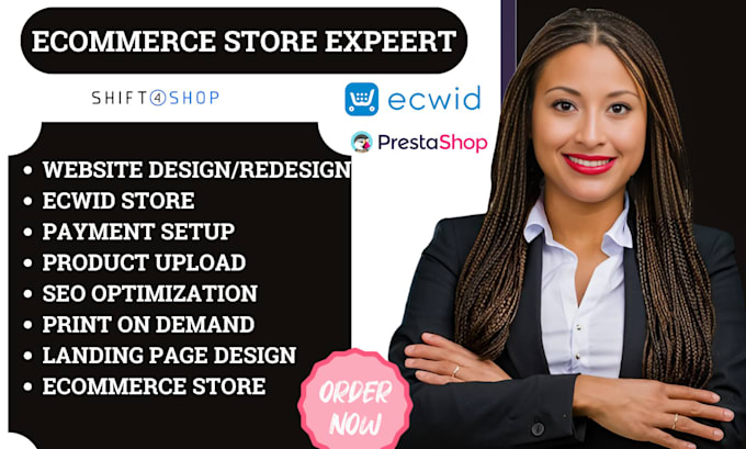 Gig Preview - Setup ecwid store redesign ecwid website shift4shop prestashop opencart website