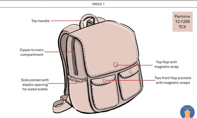 Bestseller - design any bags, handbag, tote bag, technical drawing and tech pack