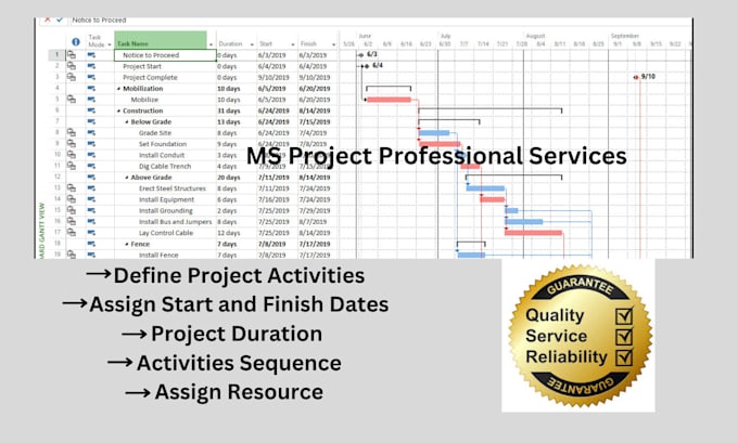 Gig Preview - Assist in ms project scheduling