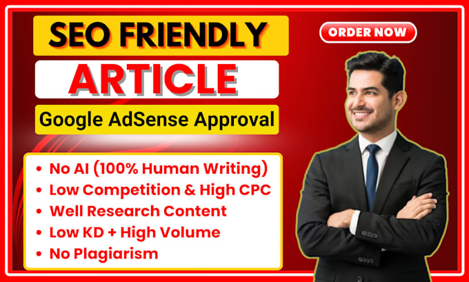 Bestseller - write 25 unique SEO optimized article for quick google adsense approval