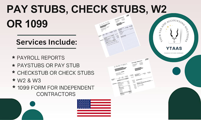 Gig Preview - Prepare paystub, check stub, payroll slip, w2 and 1099