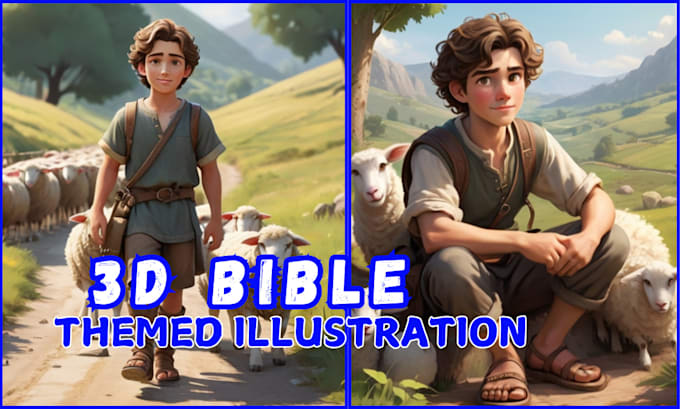 Gig Preview - Draw bible story bible theme illustration children story illustration book cover