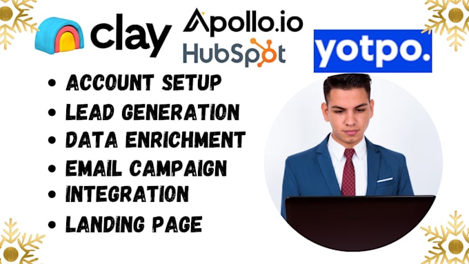 Gig Preview - Setup clay, clay com, hubspot crm, apollo io, hubspot automation, yotpo sms