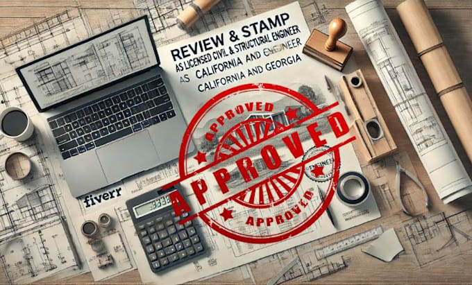 Gig Preview - Review stamp as licensed civil and structural engineer in california and georgia