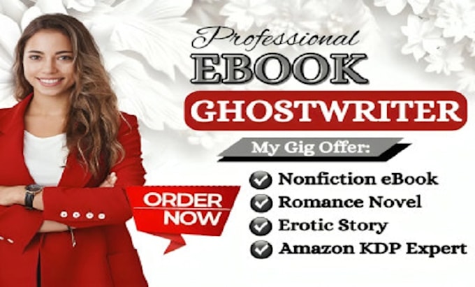 Gig Preview - Ebook ghostwriter amazon kindle fiction KDP book writer book and ebook writing