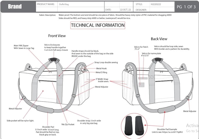 Gig Preview - Make bag tech pack, bag sewing pattern, and backpack design