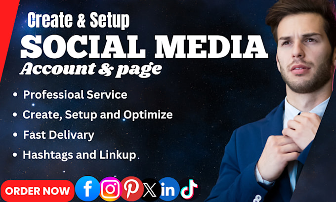 Gig Preview - Professionally set up, create and optimize all social media account organically