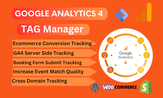 Gig Preview - Setup google analytics 4 ecommerce tracking, conversion tracking via gtm