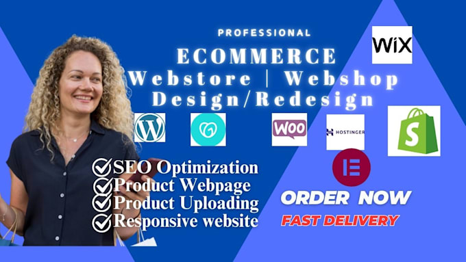 Gig Preview - Ecommerce website on ionos hostinger wordpress wix  godaddy ionos shopify