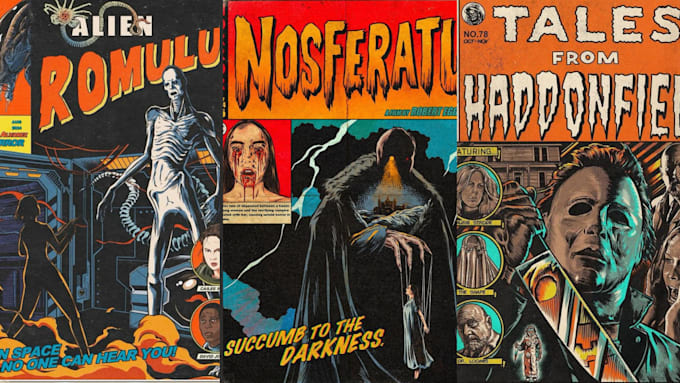 Gig Preview - Design 80s 70s retro vintage horror poster, comic, book cover, horror movie post