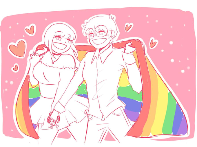 Gig Preview - Draw your characters with a pride flag ych, fanart, ocs