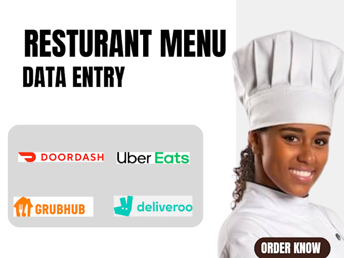 Gig Preview - Do restaurant menus data entry grubhub uber eat doordash clover grocery app