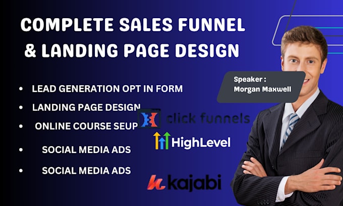 Gig Preview - Create landing pages systeme io sales funnel, make com, go high level, ghl