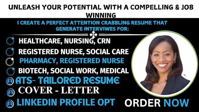 Gig Preview - Write healthcare, medical, nursing, surgeon, pharmacy and social care resume