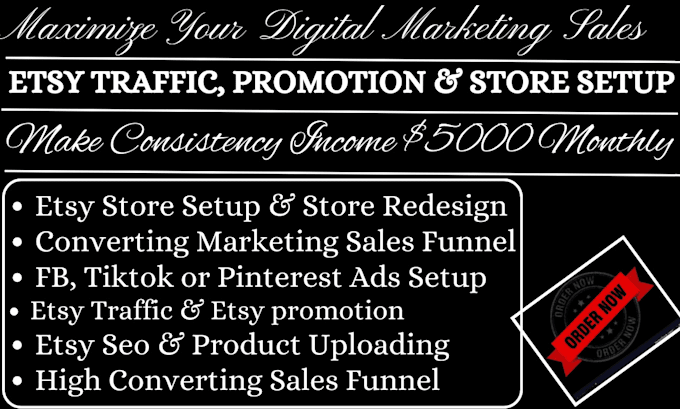 Gig Preview - Do etsy seo etsy traffic etsy promotion etsy product listing etsy store setup