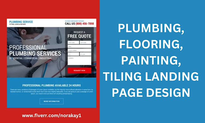 Gig Preview - Do plumbing, flooring, painting, tiling landing page design