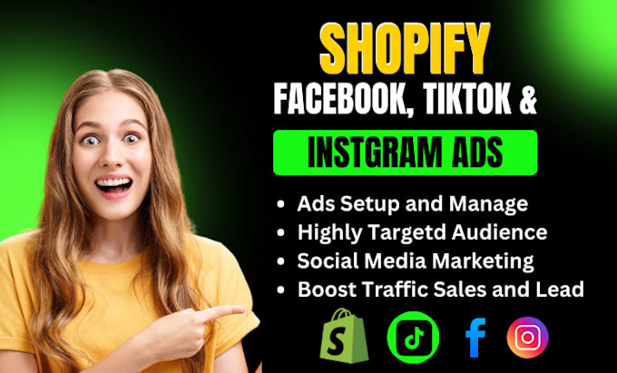 Gig Preview - Set up shopify facebook ads, instagram ads, tiktok ads, social media marketing