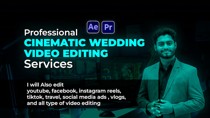 Gig Preview - Do cinematic wedding video editing professionally