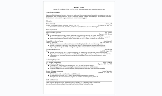 Gig Preview - Professional ats friendly resume design tailored CV for job success