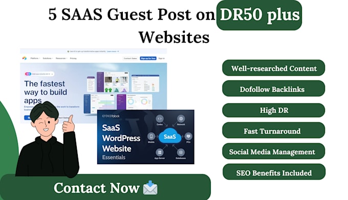 Gig Preview - 5 saas guest post on DR 50 plus websites