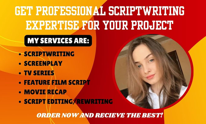 Bestseller - write screenplay, movie script, tv series, feature film script as a screenwriter